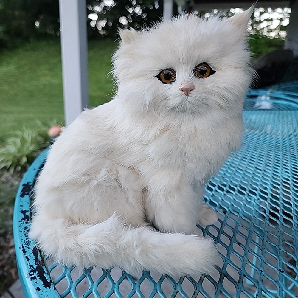 Vintage Rabbit Fur Cat Figure